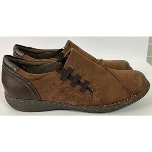 Earth Origins Men's Brown Leather Slip-On Casual Comfortable Shoes Size 11W